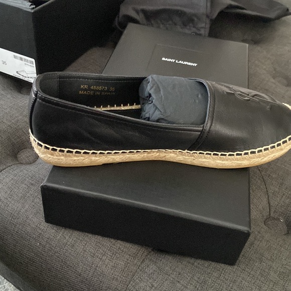 Brand New Saint Laurent Leather Espadrilles Nero with Box and Dust Bags - Picture 4 of 5